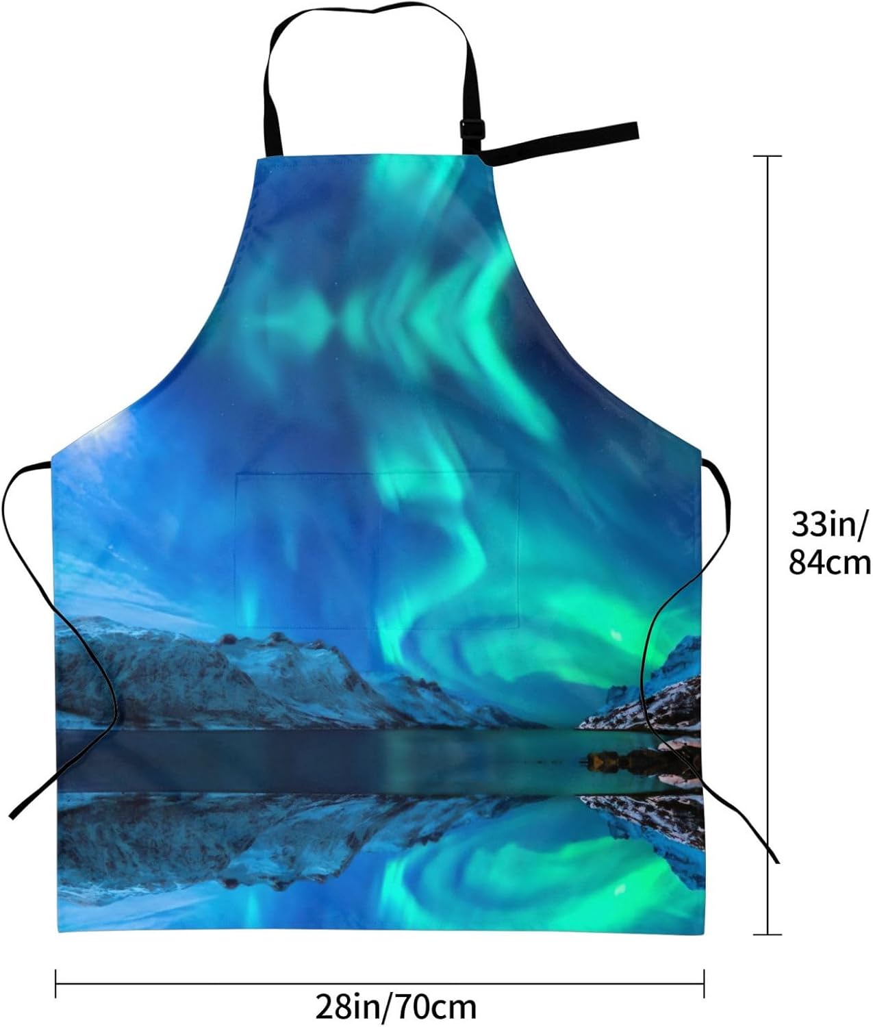 Northern Lights print Waterproof apron with pocket adjustable cooking apron for adult kitchen bibs to bake