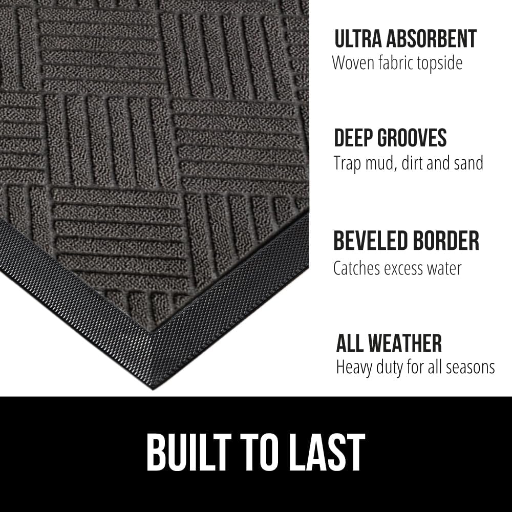 GORILLA GRIP 100% Waterproof All-Season WeatherMAX Doormat US Designed