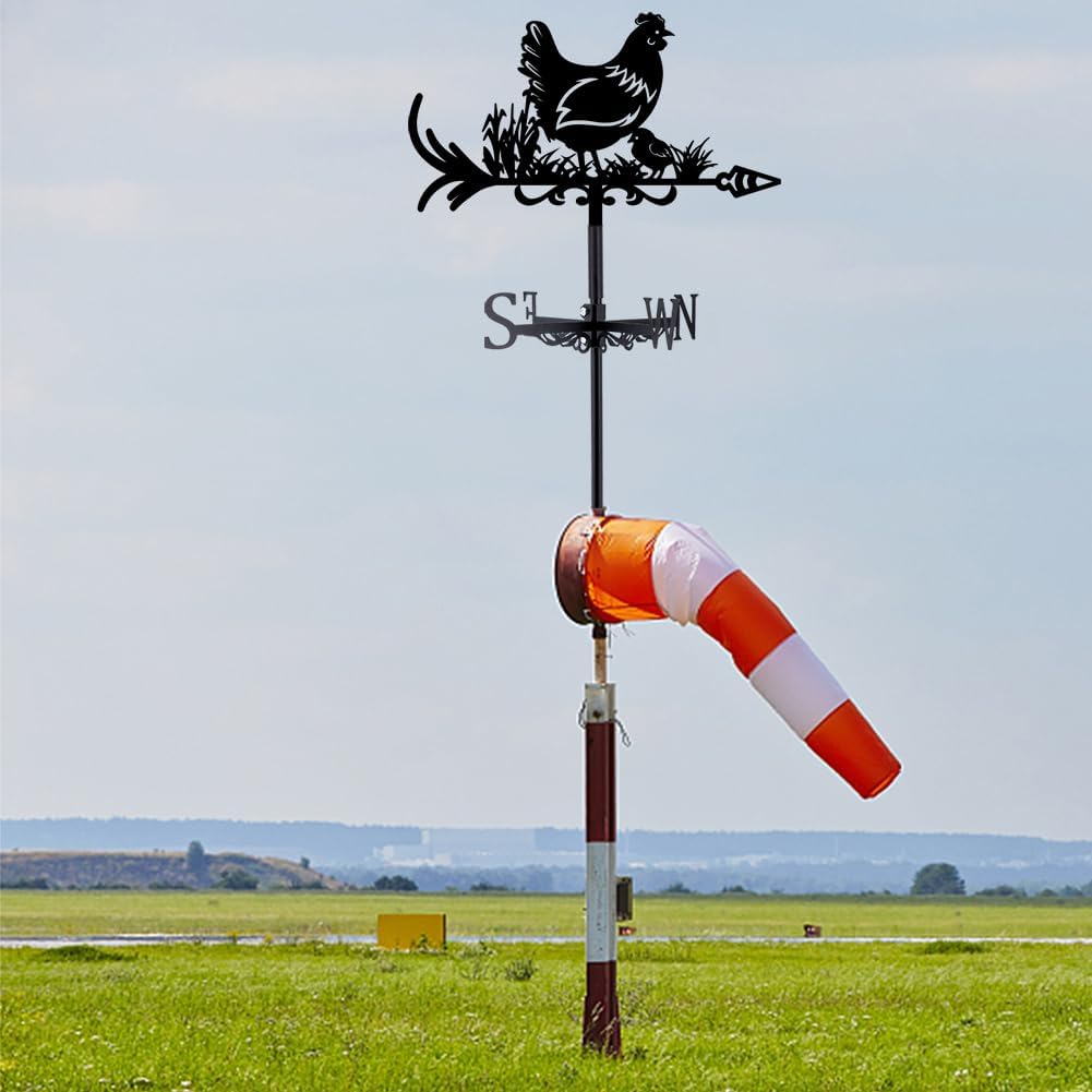 SUPERDANT Hen Weathervane Chicken Weather Vane for Yard Animals Metal Wind Vanes Roof Mount for Outside Garden Black Weathervanes Farmhouse Farm Barn Sheds Patio Outdoor Decorations Gifts