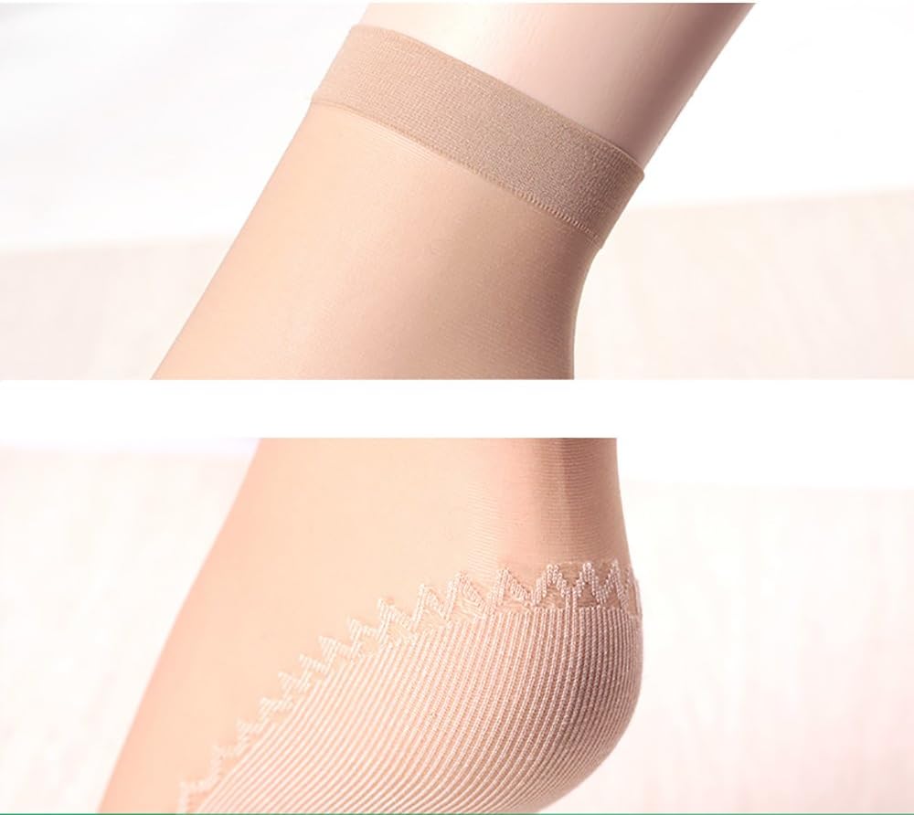 Women's 12 Pairs Silky Anti-Slip Cotton Sole Sheer Ankle High Tights H