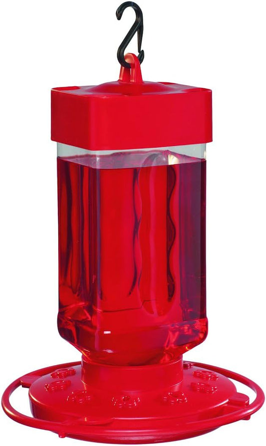 First Nature 32-Ounce Hummingbird Feeder with 10 Feeding Ports - Wide-Mouth Reservoir and Leakproof Sealing Ring - Red