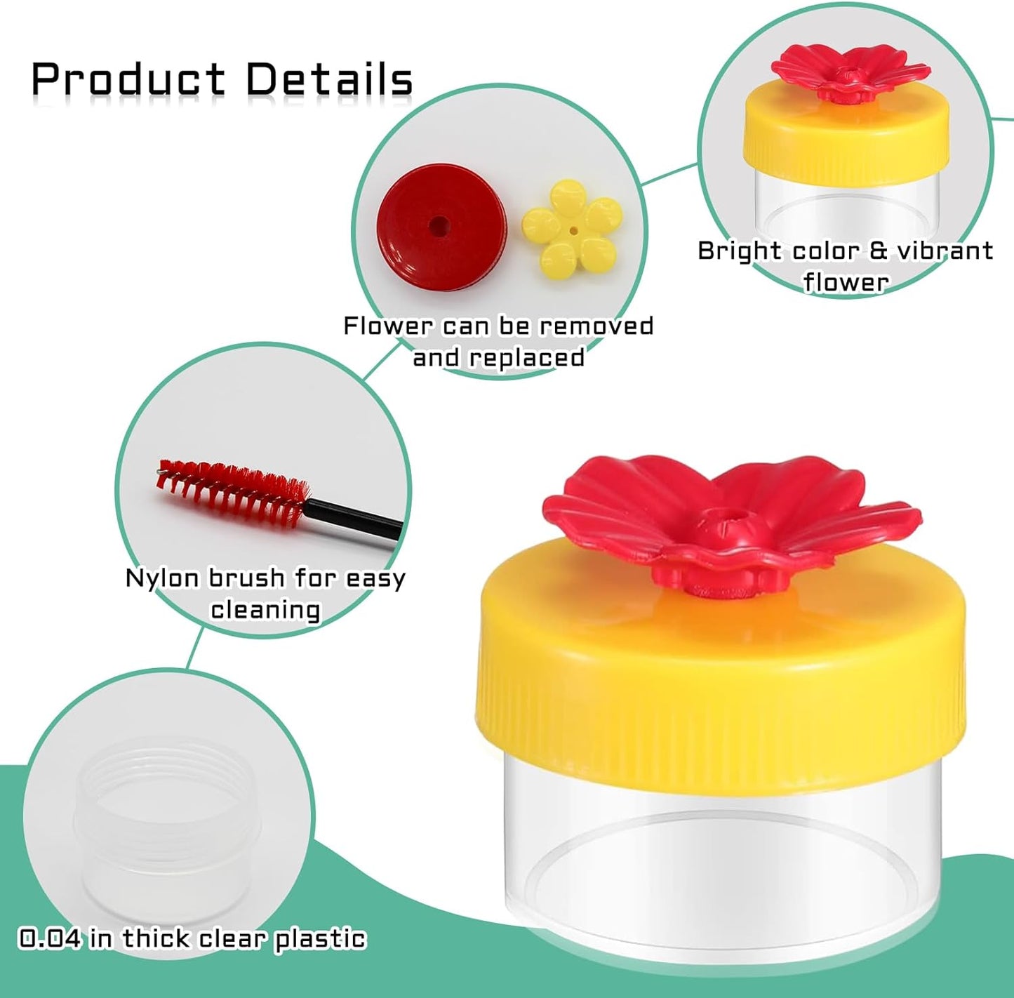 Handheld Hummingbird Feeders, 4 Packs Plastic Flower Hand Hummingbirds Feeder Wild Bird Feeders Mini Hummingbird Feeding Tools with 4Pcs Cleaning Brush (Handheld Hummingbird Feeders)