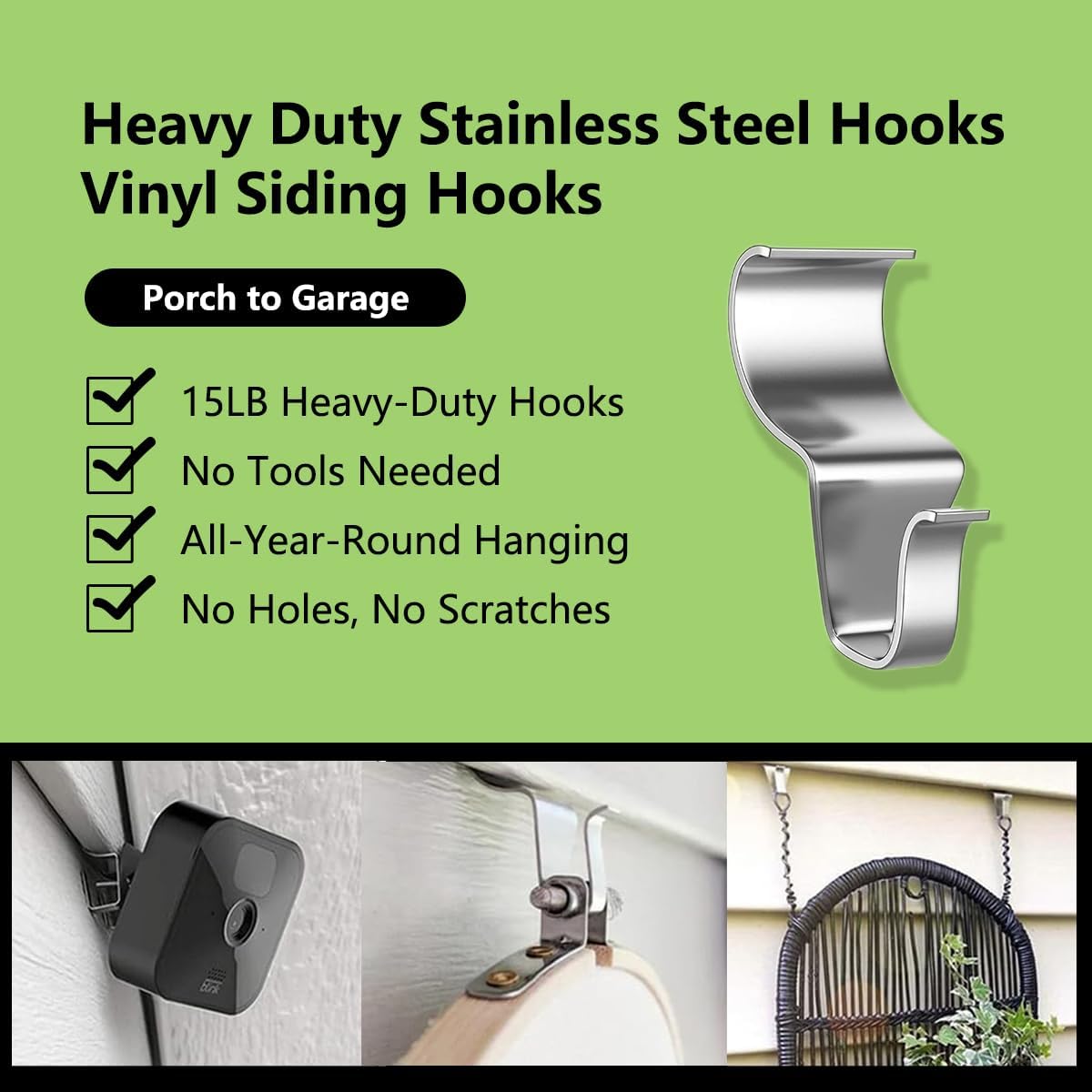 Vinyl Siding Hooks for Hanging Outdoor Decorations,Heavy Duty Wall Hoo