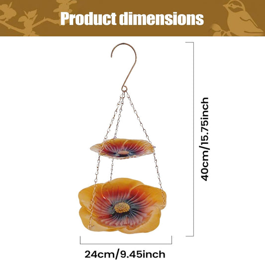 Wild Bird Feeders, Weatherproof Flower Shaped Tray, Metal Double Layer Bird Feeder for Outdoors, Powder Coated Material with Drainage Holes, Pet Feeding Accessory with Stable Base, Home Garden Aviary