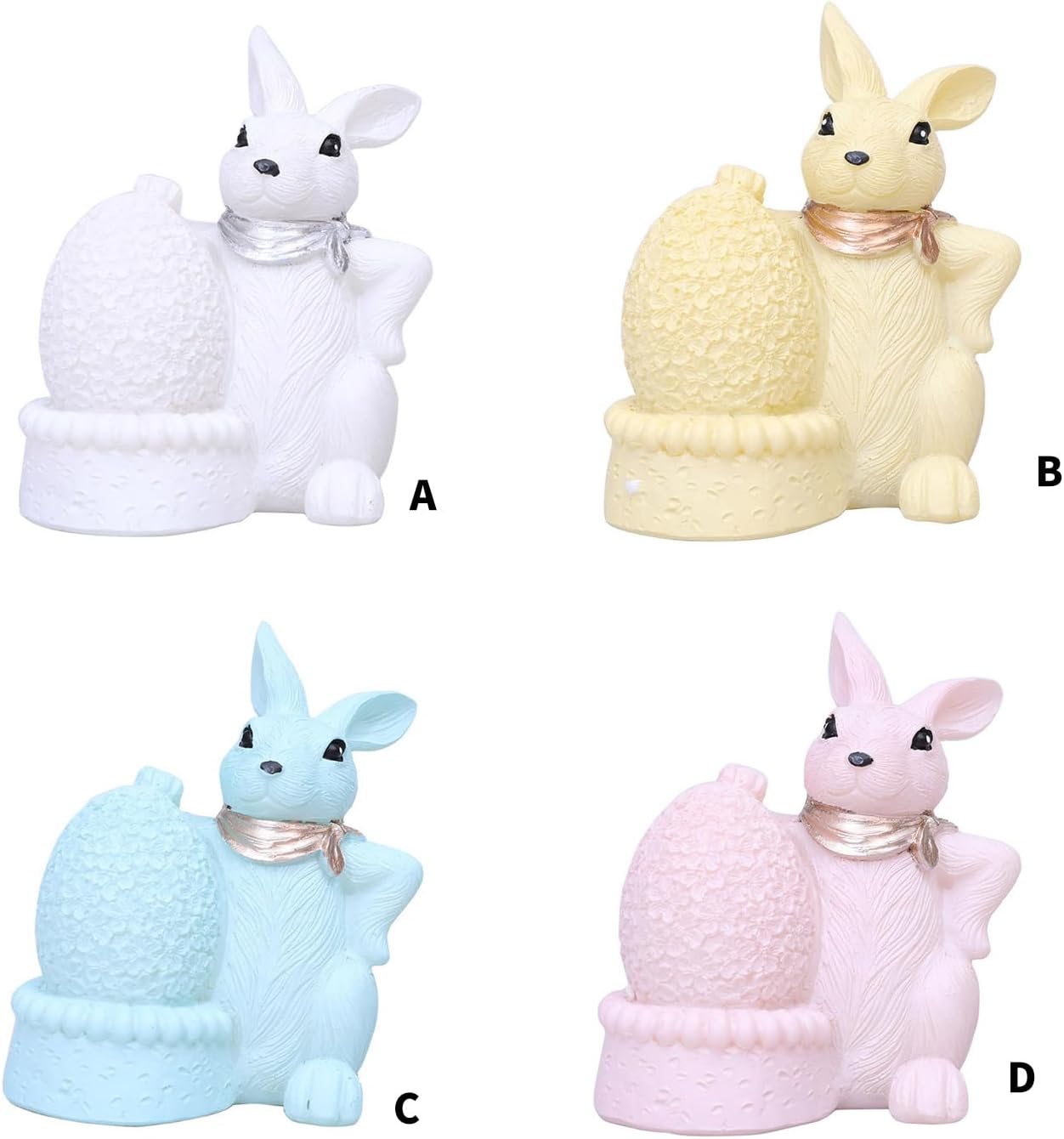 Solar Powereds Resins Rabbits and Eggs Garden Statue with LED Light for Outdoor Decoration and Easters