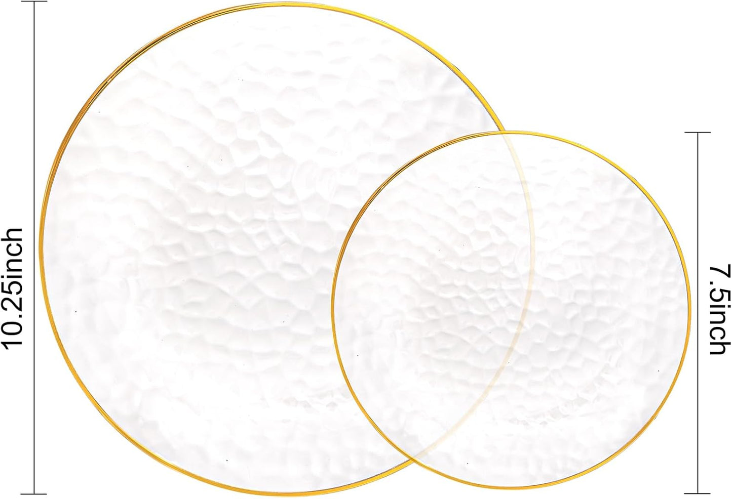 Rubtlamp 60Pcs Clear Plastic Plates,Clear Disposable Plates With Gold Rim,Heavy-duty Gold Plates,Hammered Party Plates Include 30Clear Dessert-Platos,30Dinner-Platos for Wedding, Party