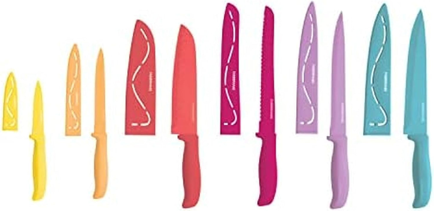 Farberware Resin Cutlery Set, 12 Piece, Pastel, Stick Resistant Blades
