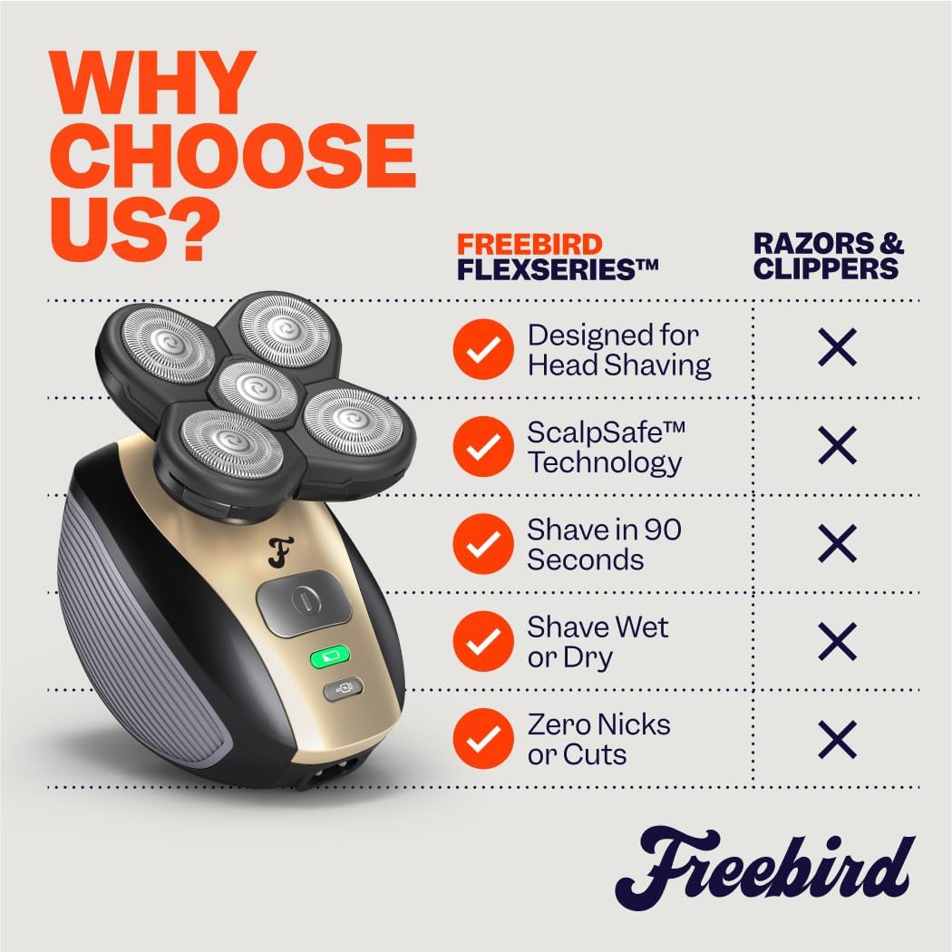 Freebird FlexSeries Electric Head & Body Hair Shaver - Mens Cordless R