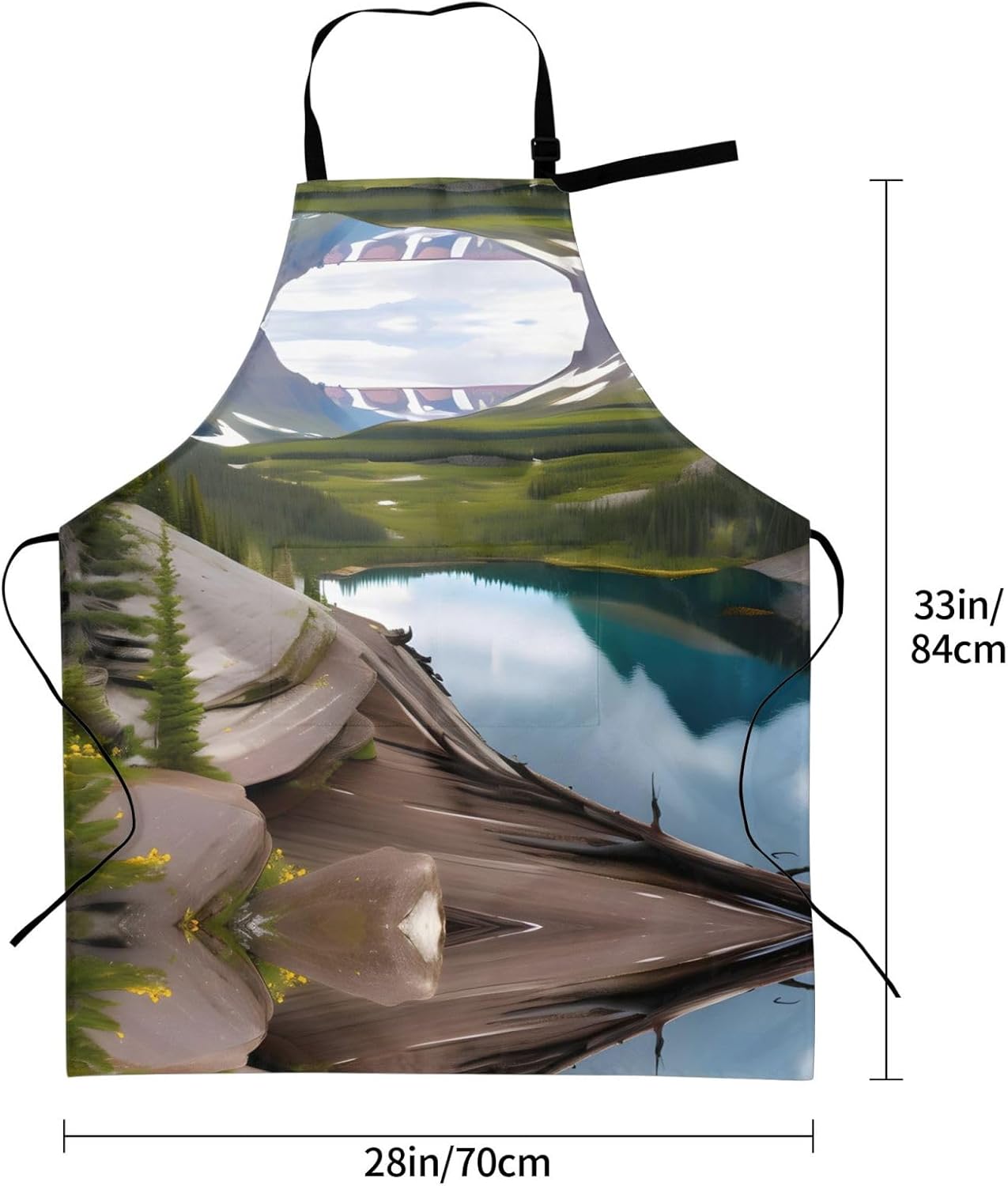 Glacier National Park Print 28x33 In Adult Kitchen Apron with Pockets Versatile Chef Smock for Cooking Baking