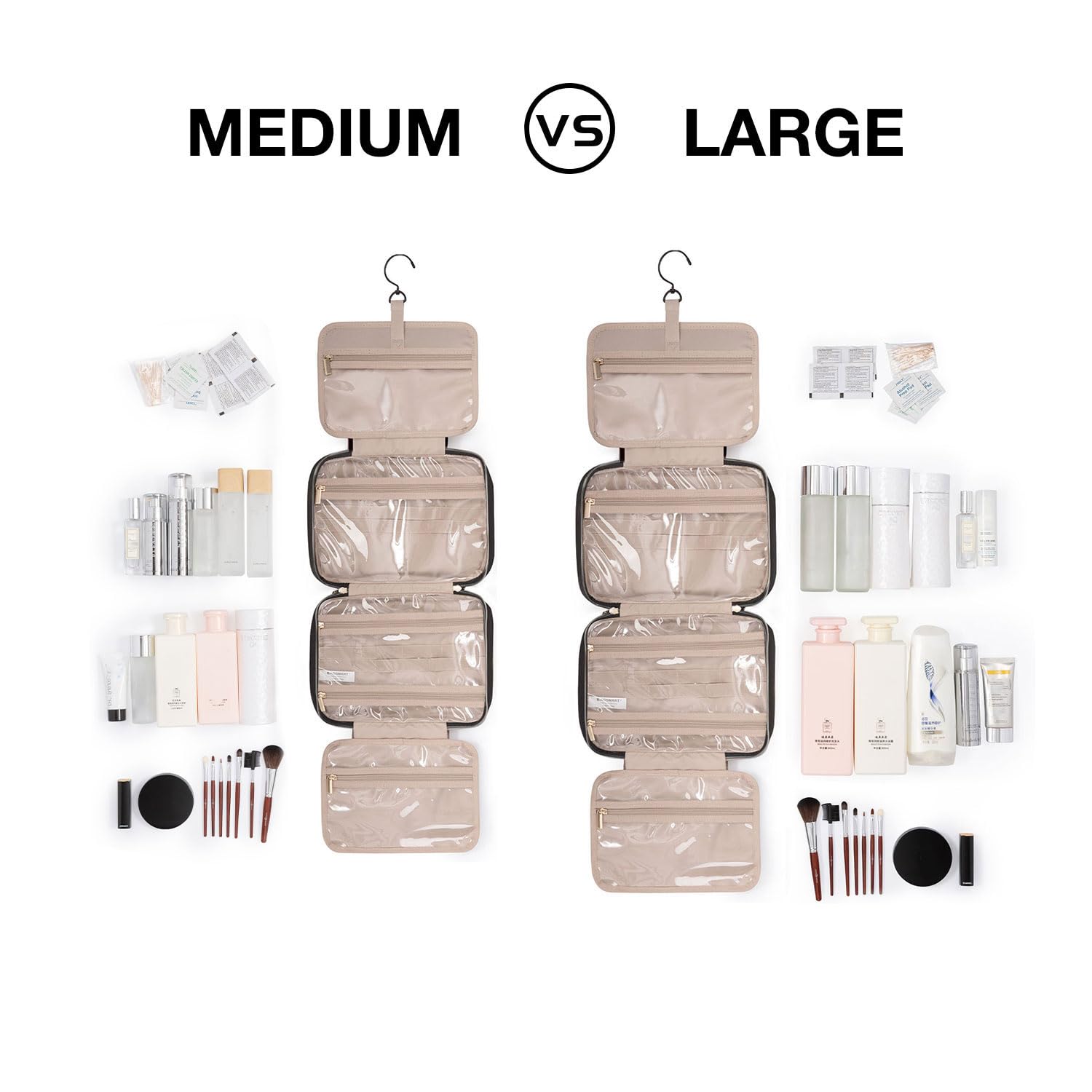 BAGSMART Large Toiletry Bag Travel Bag with Hanging Hook, Water-resist