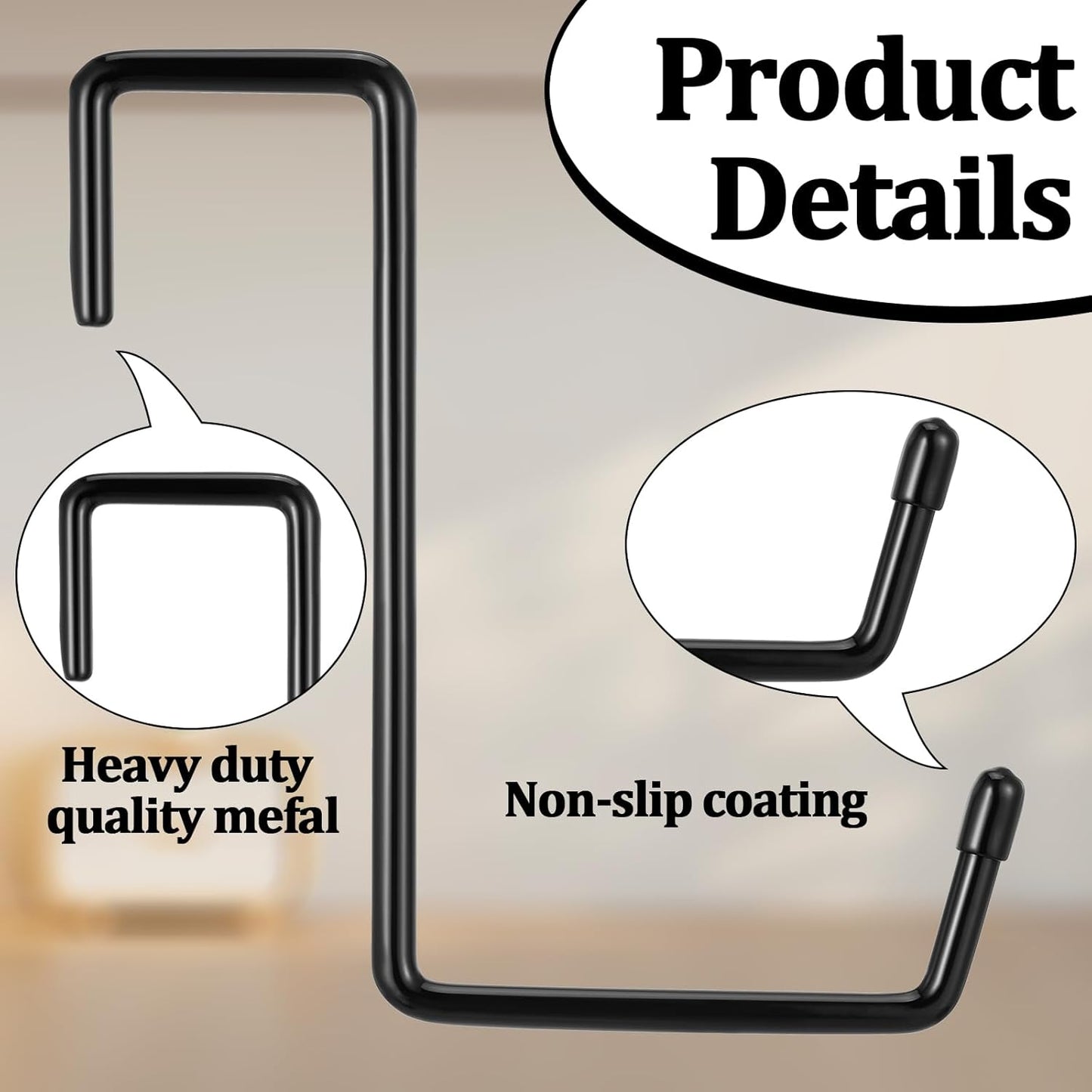 12 Pack Heavy Duty Rafter Hanger Hooks, Vinyl Coated Garage Ladder Hanger, Large S Hook Storage Organizer, Bicycle Hooks for Organizing Garden Tools, Ladders, Hoses, Ropes and More Equipment(Black)