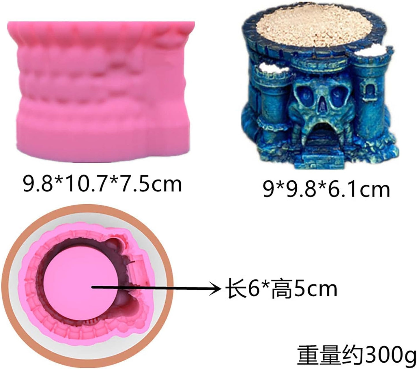 Grainrain Pot Silicone Skull Planter Vase Mold Pen Brush Holder Mold for Resin, Concrete, Plaster, Polymer Clay (G28)