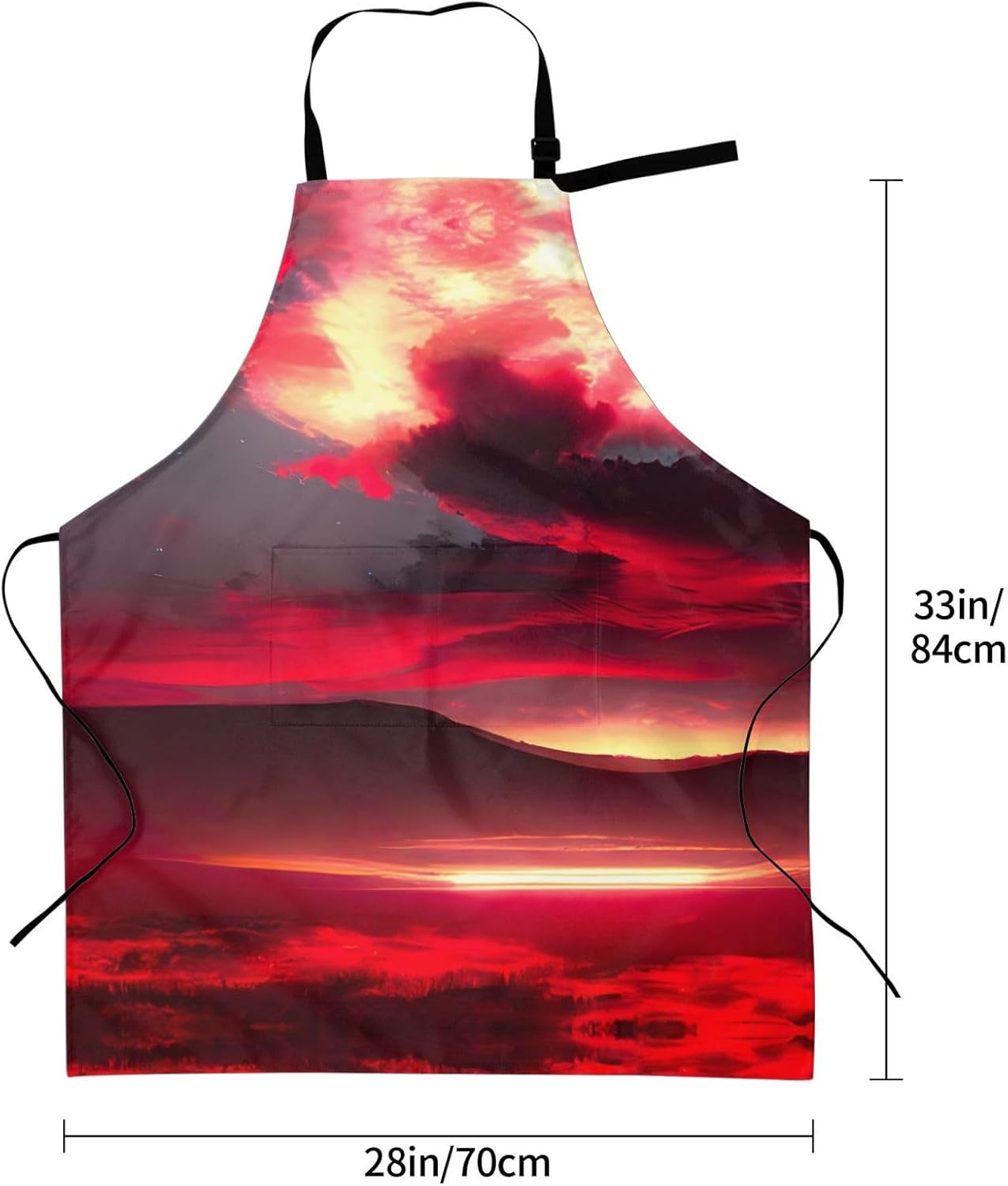 Red Sky at Night Starry print Waterproof chef's apron with pocket apron for kitchen cooking baking barbecue and gardening