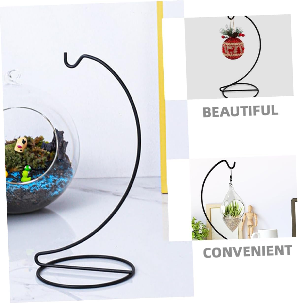 PRETYZOOM 3pcs Ornament Stands Glass Globe Display Holders Craft Hook Stands for Homes Offices Schools