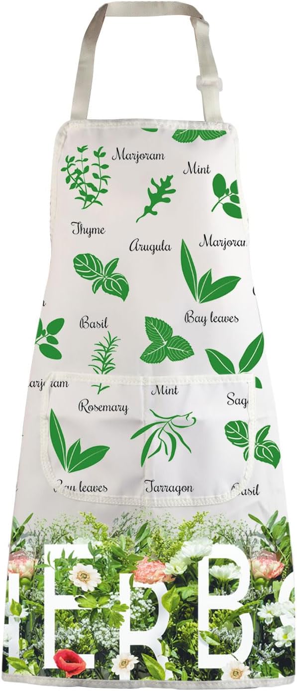 MBMSO Herb Garden Apron Herb Lovers Gifts Herb Plant Apron with Pocket