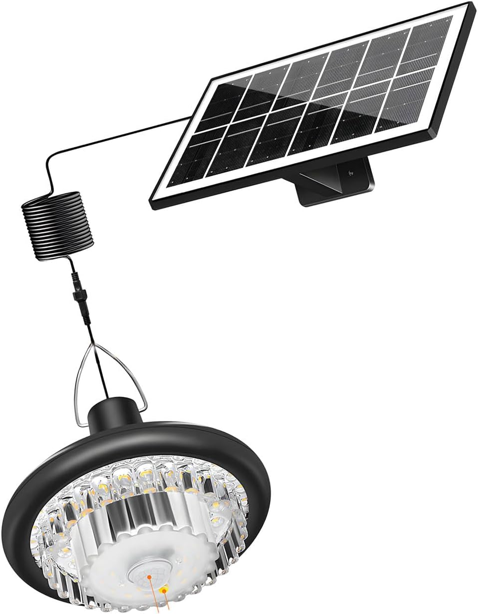 Solar Shed Light Indoor Outdoor, Upgrade 248 LED Motion Sensor Pendant 2700K-6500K,Automatic Charging Patio Decor with Twilights Sensors Sensing Garden Chandelier