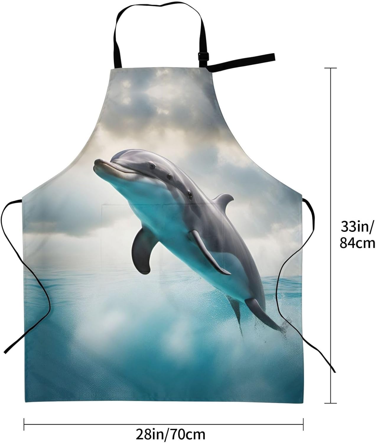 Funny Dolphin Looking at You print Waterproof chef's apron with pocket