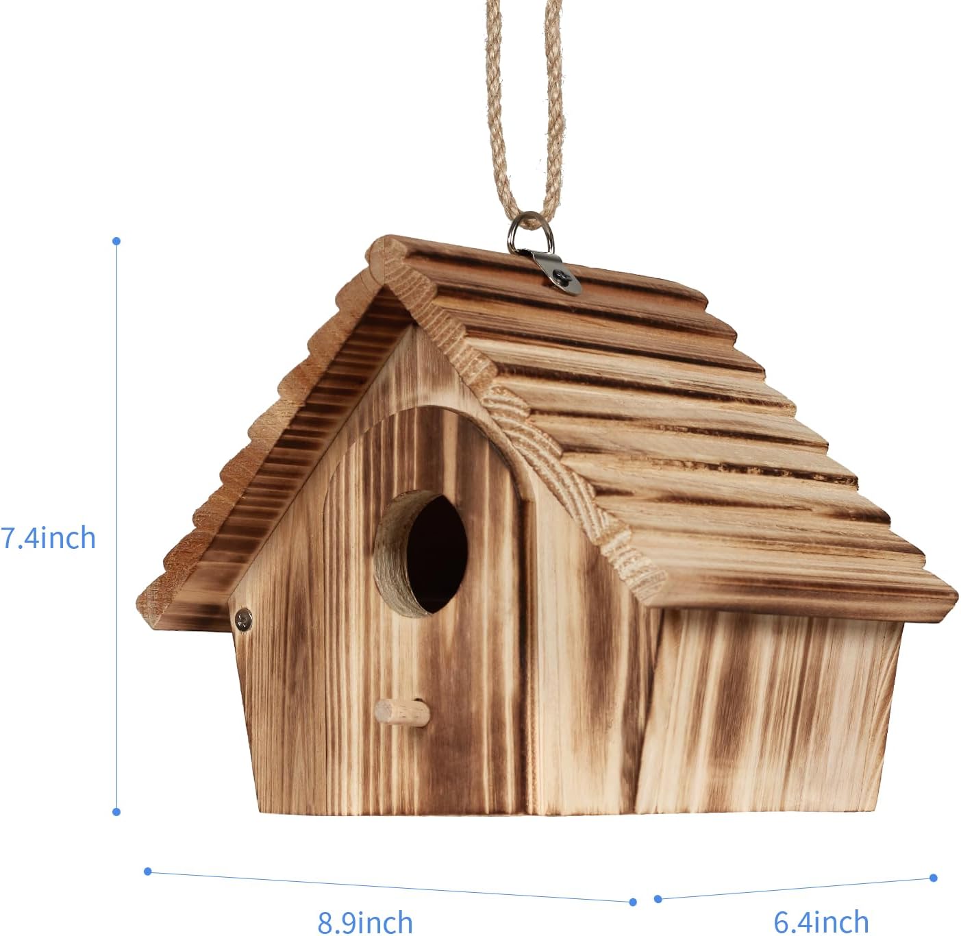 Bird House for Outside - Hanging Outdoor Birdhouse - Natural Wood Bird Nesting Box for Bluebirds, Hummingbirds, Finches, Wrens, Cardinals - Easy to Clean & Durable Garden Bird Shelter