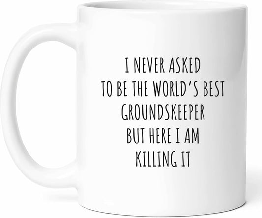 Best Groundskeeper Mug - Landscape Professional Coffee Cup - Lawn Care Worker Funny Gift From - Outdoor Maintenance Tea Mugs - Turf Specialist Cups - 11 Oz Ceramic Gifts For Garden Lovers, Birthday