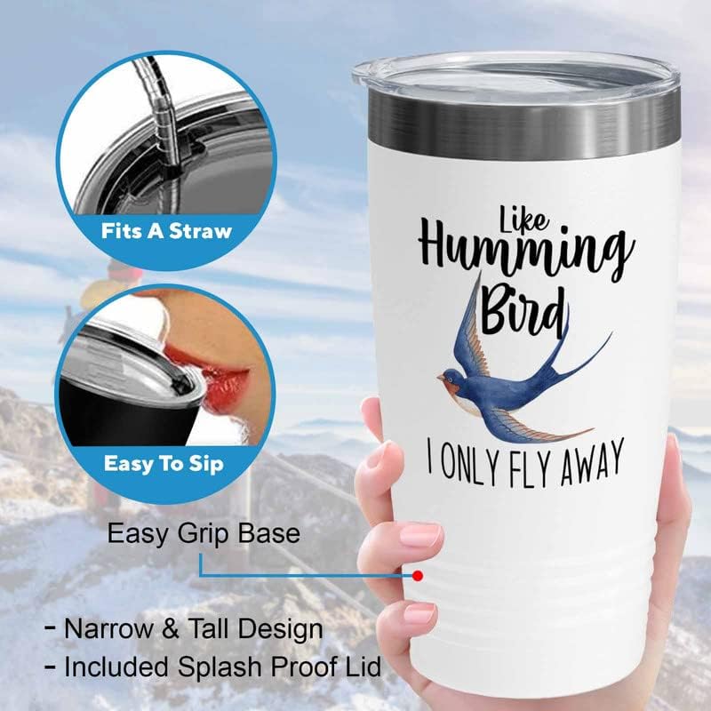 Bird Lover White Edition Viking Tumbler 20oz - Humming Bird Fly Away -