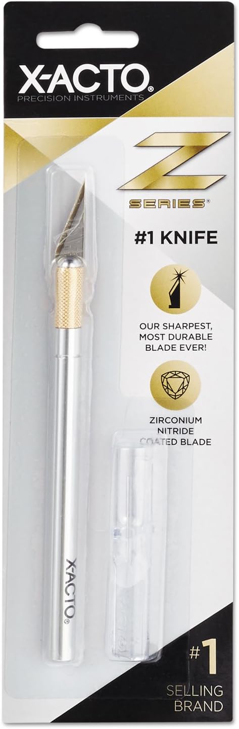 X-ACTO #1 Z-Series Precision Utility Knife, Metal, Silver, Aluminum Handle, Includes Safety Cap - For Precise, Fine Cuts