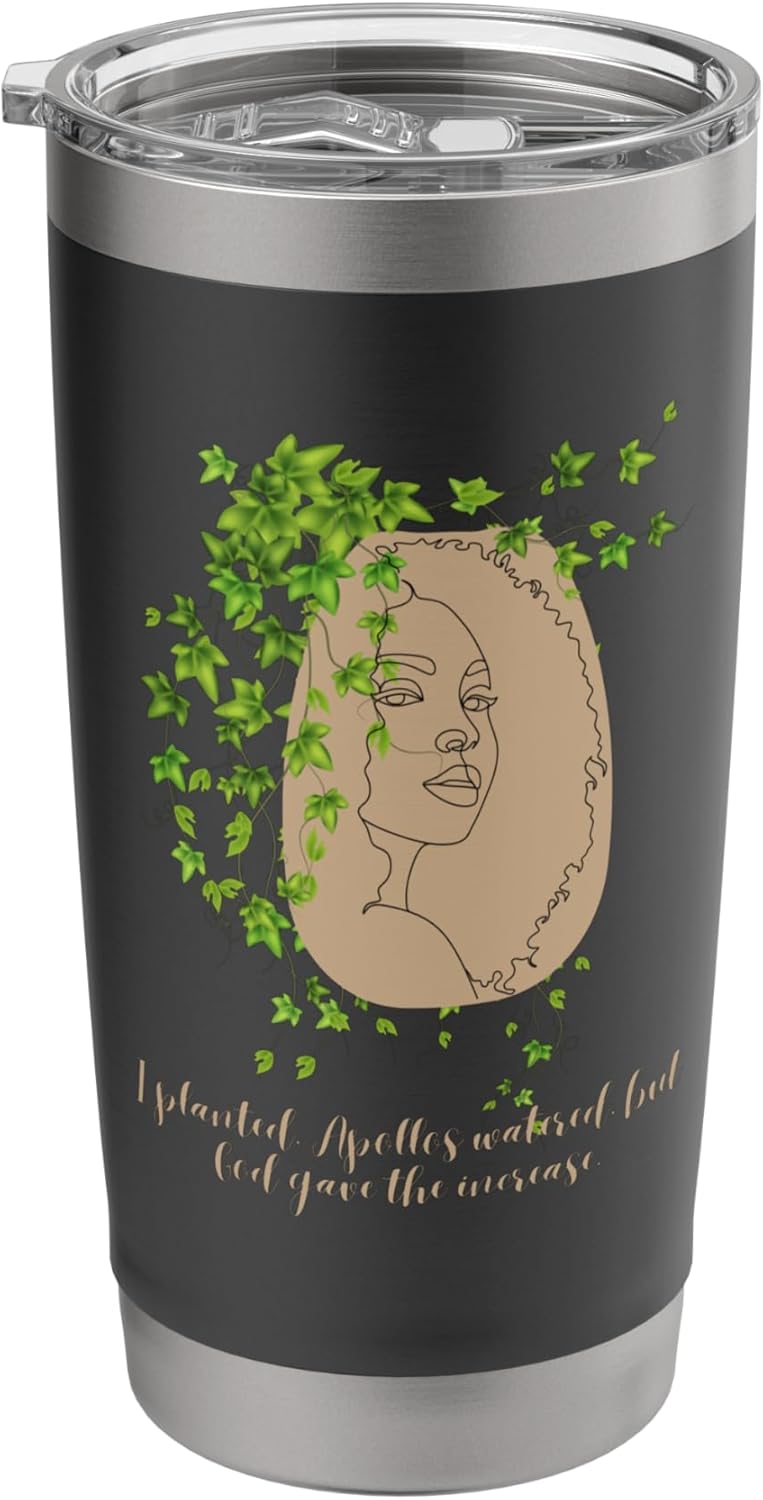 Face Planters Flower Pots Head Black Woman Curly Kinky Hair Stainless Steel Insulated Tumbler