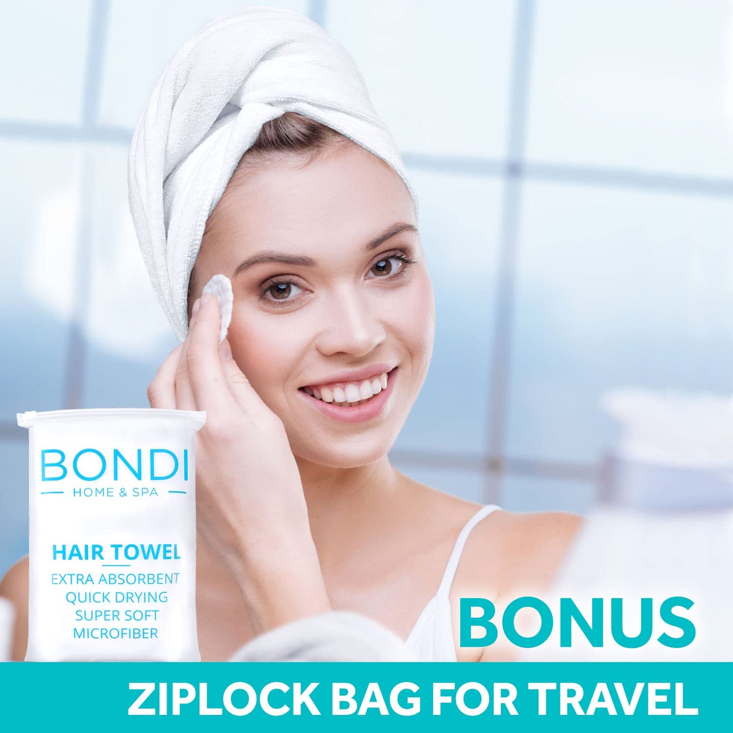 Bondi SPA 극세사 헤어 타월 - 머리카락을 50% 빠르게 건조 - 모든 모발 유형에 맞는 곱슬거림 방지 타월 - 흡수력이 뛰어나고 부드러움 - XL (직사각형)