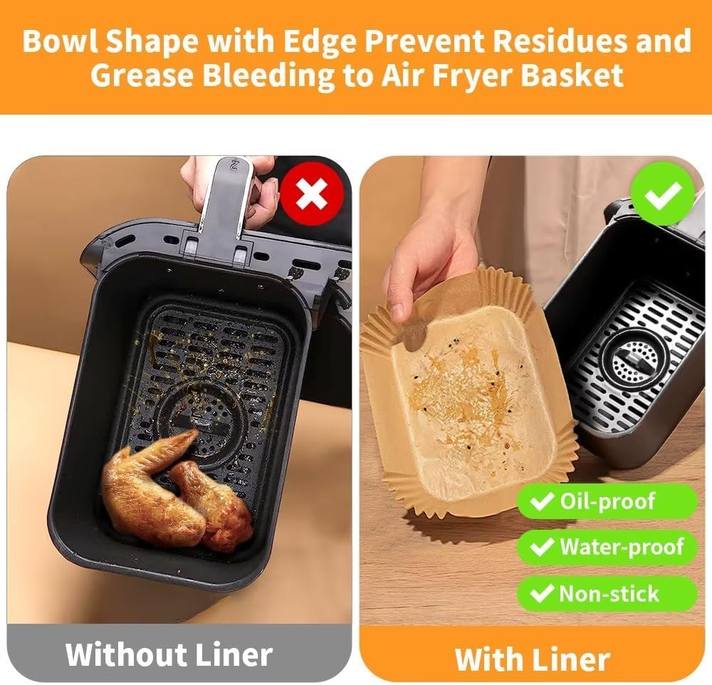 Air Fryer Liners Disposable for Ninja Airfryer: 125pcs 8.7x5.5" Rectangle Parchment Paper for Air Fryer Dual Basket Ninja DZ201 DZ401 Foodi 8Qt and Above Air Fryer liner Accessories
