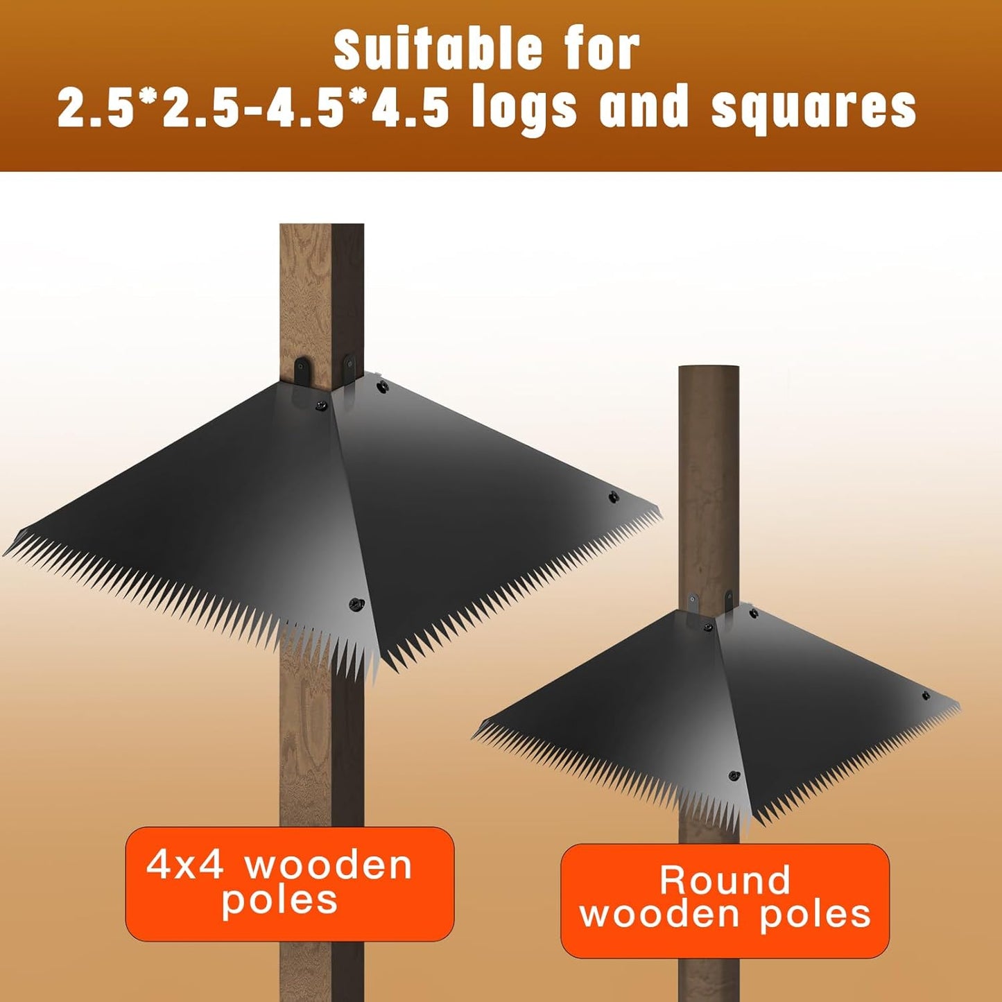 Metal Squirrel Baffles with Spikes - Galvanized Steel Squirrel Guards for 4x4 Posts and Bird Feeder Poles - Keeps Squirrels and Raccoons out of Birdhouses (1 Pack)