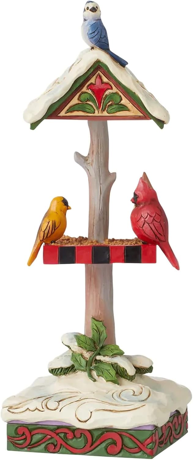 Enesco Jim Shore Christmas Bird Feeder Figurine, 7.08in H
