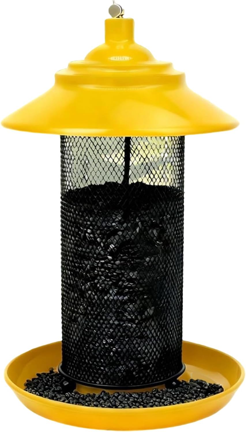 Bird Feeders Outdoors, Metal Mesh Tube & Tray Wild Bird Feeder, Medium Use for Yard Patio Balcony Porch Tree Fence Window Viewing, Durable Metal Material, Garden Long Tail Feature, Wildlife Feeding
