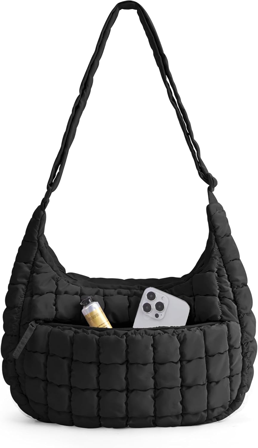 BAGSMART Crossbody Hobo Bag for Women with Adjustable Strap, Quilted P