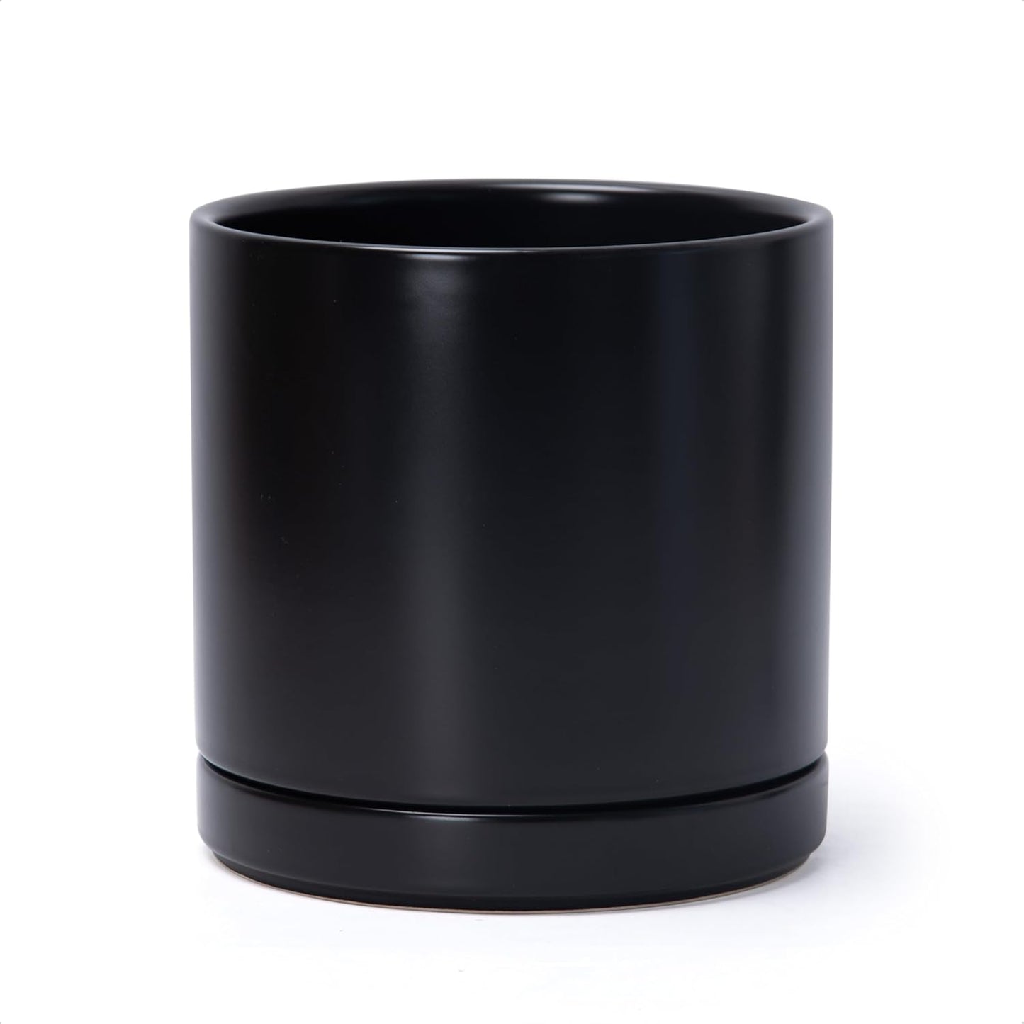D'vine Dev 8.2 Inch Ceramic Planter Pot with Drainage Hole and Saucer,