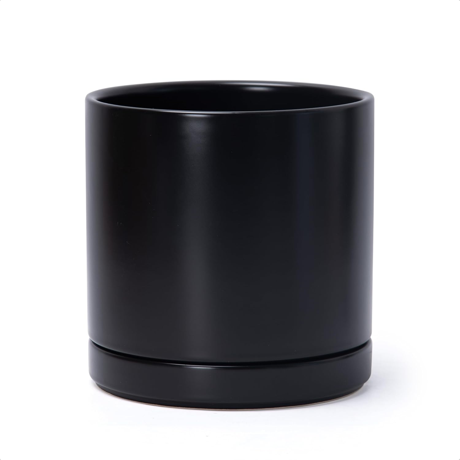 D'vine Dev 8.2 Inch Ceramic Planter Pot with Drainage Hole and Saucer,