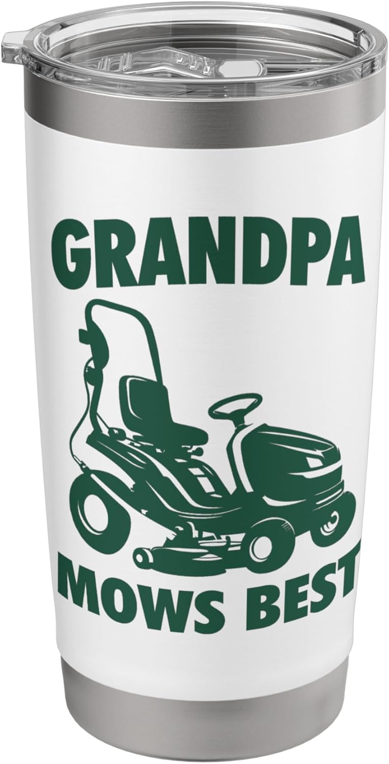 Grandpa Mows Best Lawn Care Mowing Landscaper Father's Day Stainless Steel Insulated Tumbler