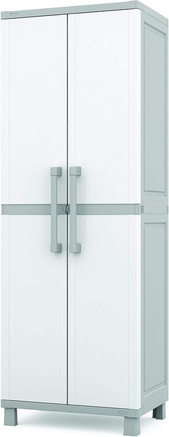 Keter Storage Cabinet with Doors and Shelves for Laundry Room, Garage,