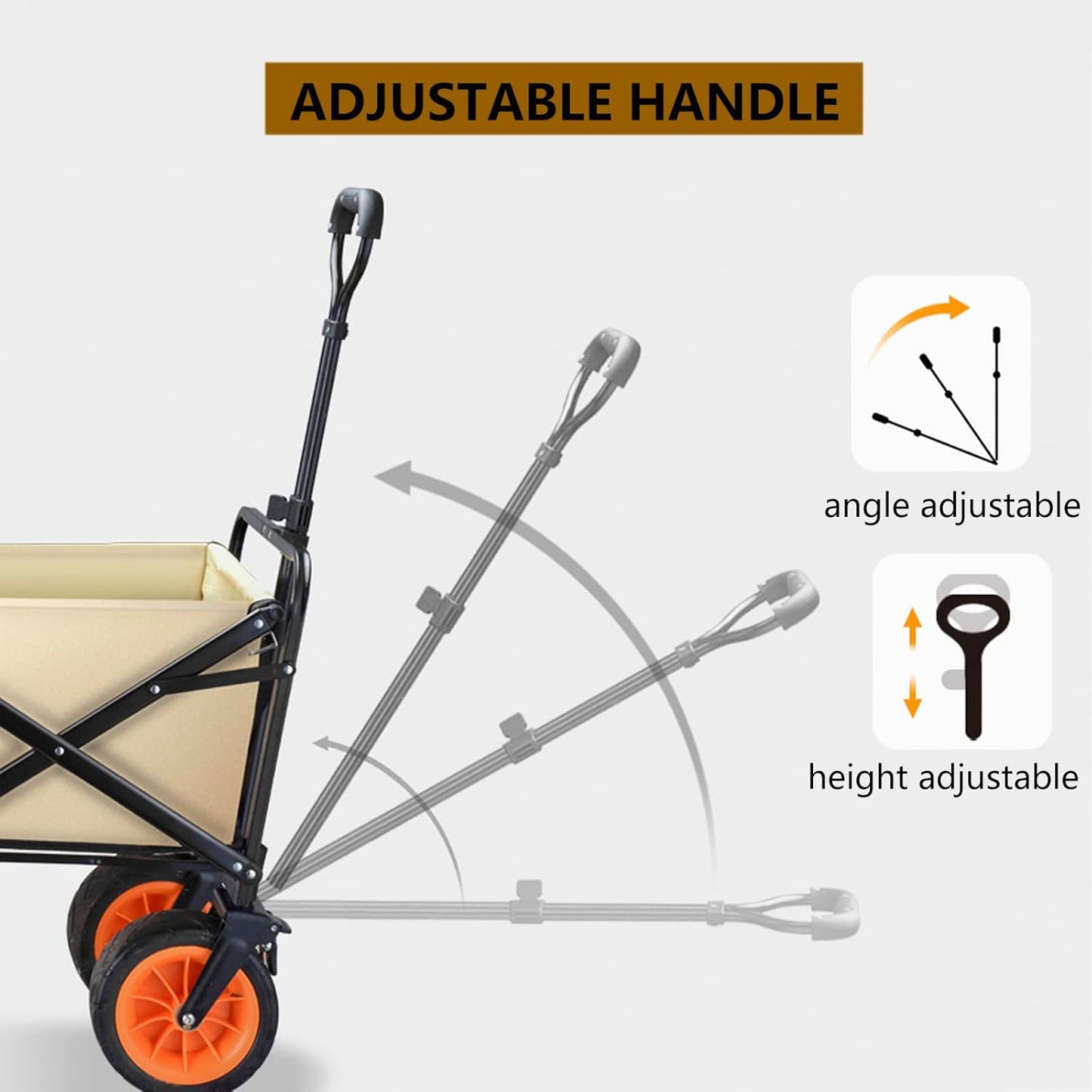 Heavy Duty Collapsible Folding Wagon - Portable All-Terrain Garden & Beach Utility Cart with Large Capacity, Ideal for Camping, Grocery Shopping & Sports - Khaki
