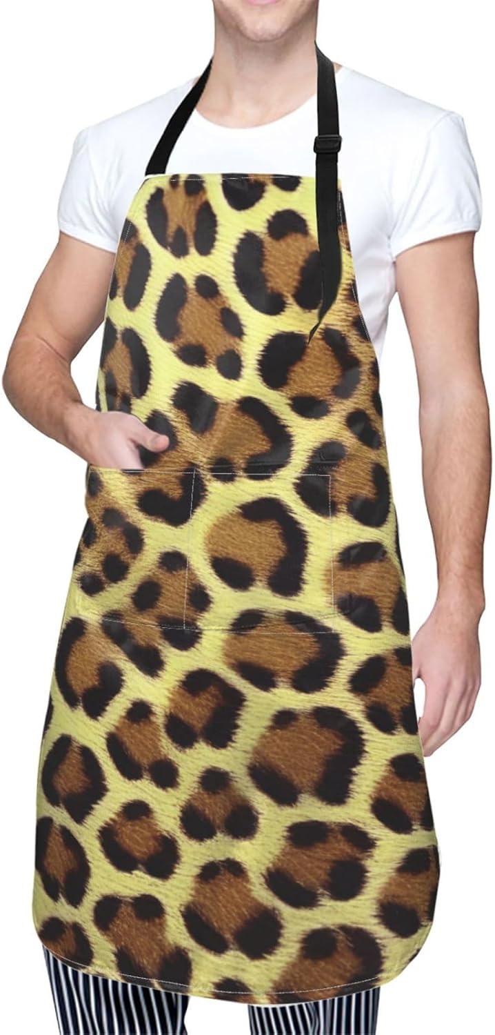 YANYU Giraffe Print Print 28x33 In Kitchen Apron Stylish Chef Apron with Pockets for Cooking Baking Painting