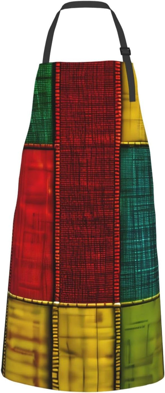 African Style Patchwork 1 print Waterproof chef's apron with pocket apron for kitchen cooking baking barbecue and gardening