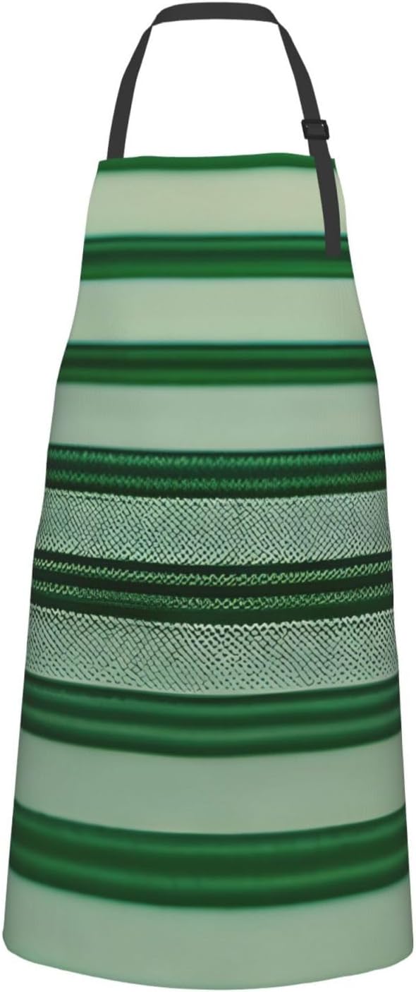 YANYU Green Striped Print 28x33 In Kitchen Apron Stylish Chef Apron with Pockets for Cooking Baking Painting