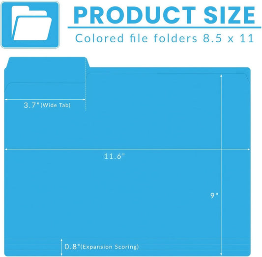120 Pack Colored File Folders, 1/3 Cut Tab Letter Size 8.5" x 11" Mani