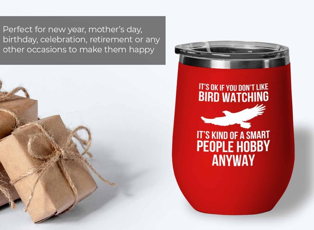 Birding Red Edition Wine Tumbler 12oz - Don't like bird watching - Bir