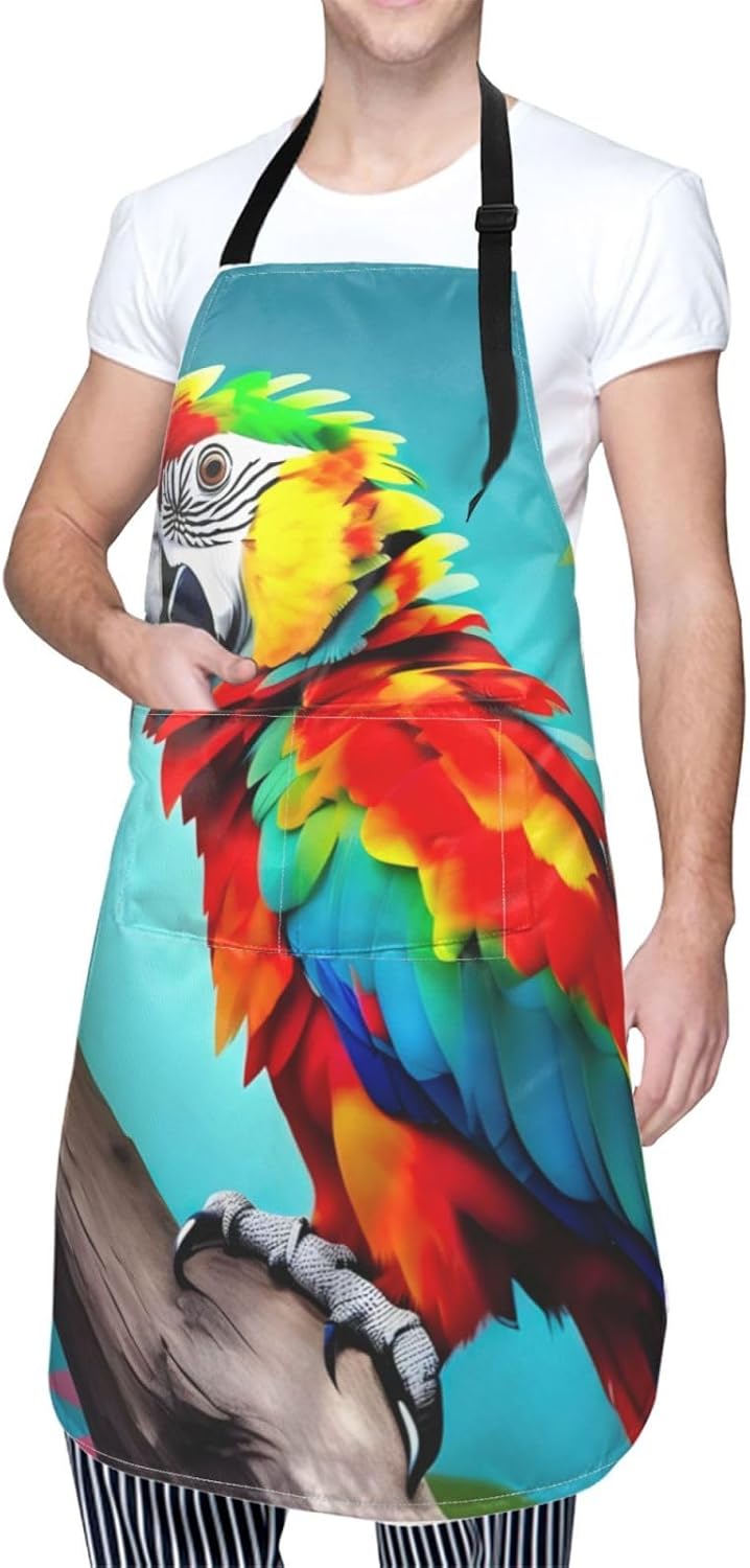 Parrots On Tree print Waterproof apron with pocket adjustable cooking apron for adult kitchen bibs to bake