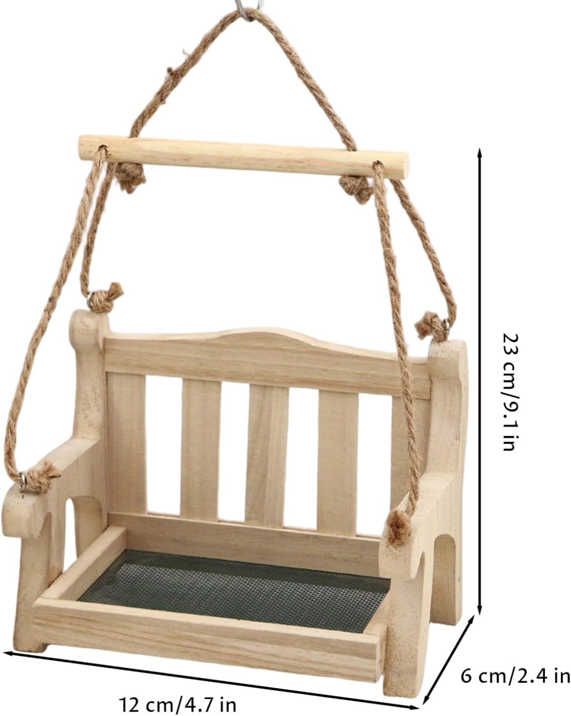 Hanging Bird Feeder, Wooden Outdoor Bird Feeders with Resting Perch Ch