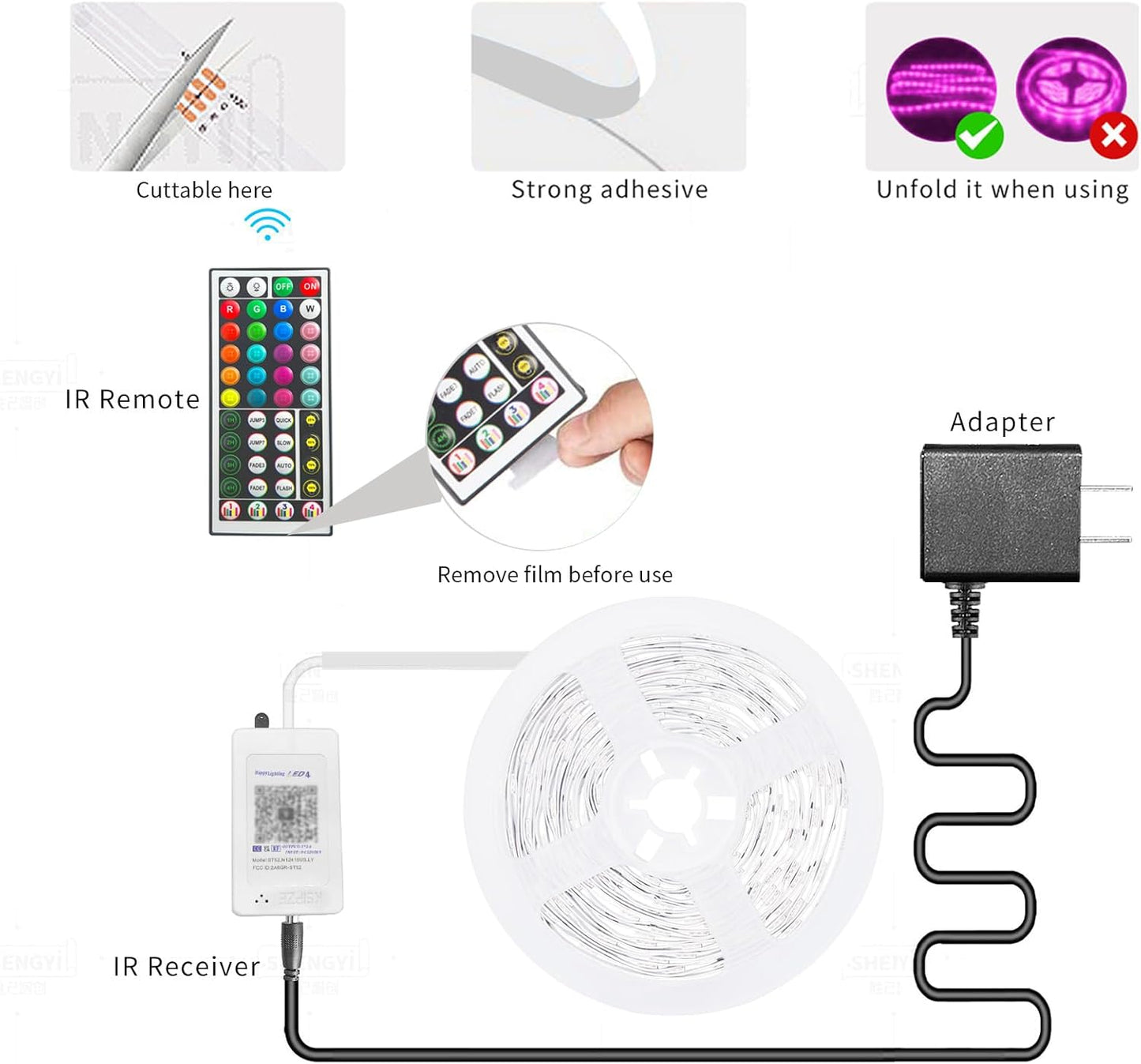 KSIPZE 100ft Led Strip Lights RGB Music Sync Color Changing Led Lights