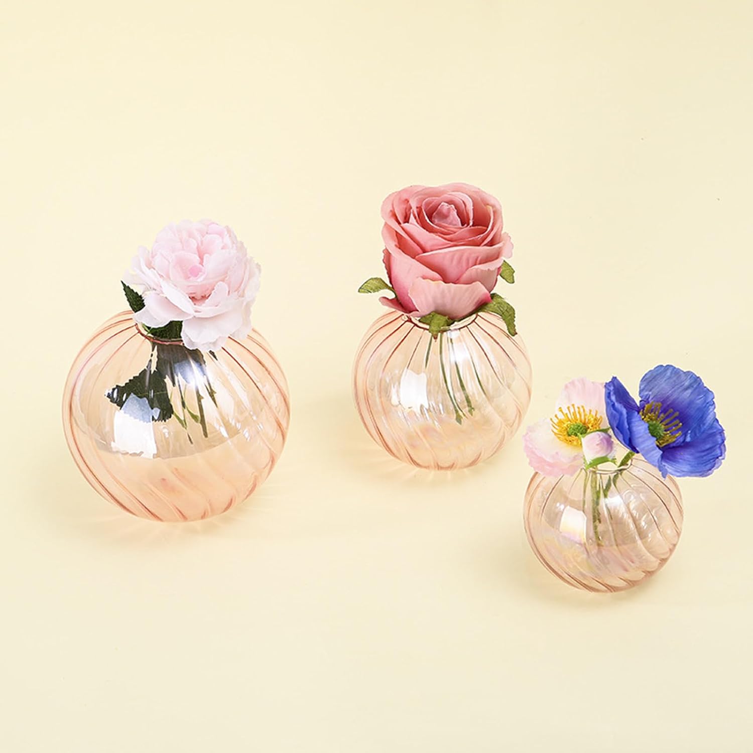 French Luxury Glass Ball Vases Clear Flower Buds Arrangement Planter P