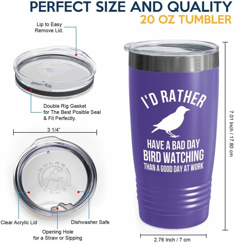 Birding Purple Edition Viking Tumbler 20oz - Bad day bird watching - B