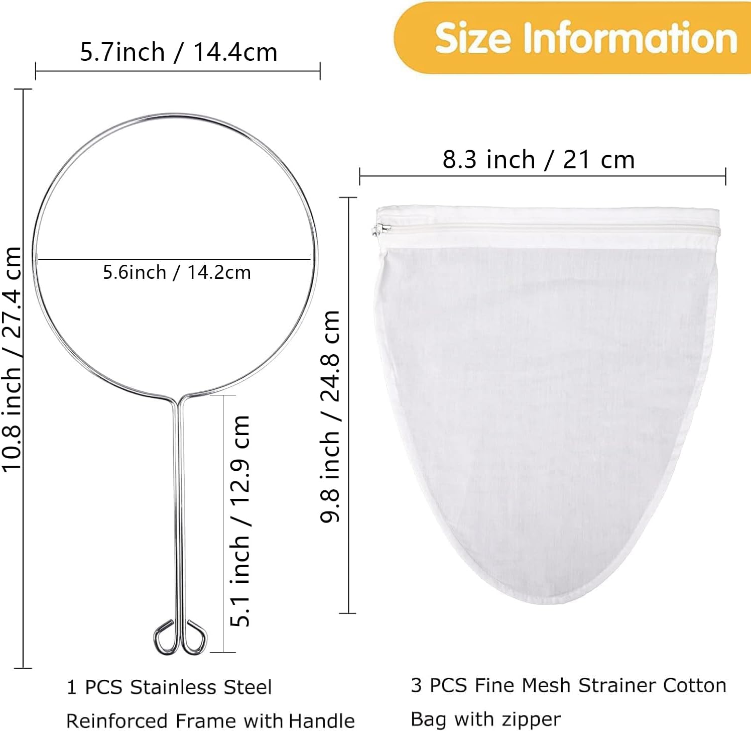 WMKGG Ultra Fine Mesh Strainer Bags, Reusable Mesh Filter Bags with St