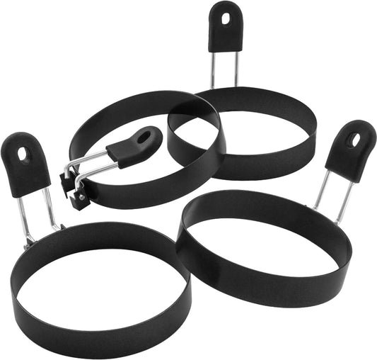 COTEY Large 3.5" Nonstick Egg Rings Set of 4, Round Crumpet Ring Mold 
