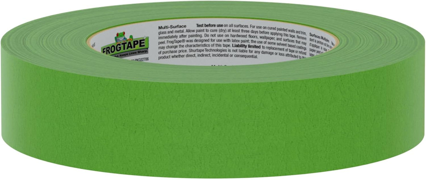 FrogTape Multi-Surface Painters Tape with PAINTBLOCK, 1 Inch Wide (0.94 In. x 60 Yds), Medium Adhesion, Green, 1 Roll (1358463)